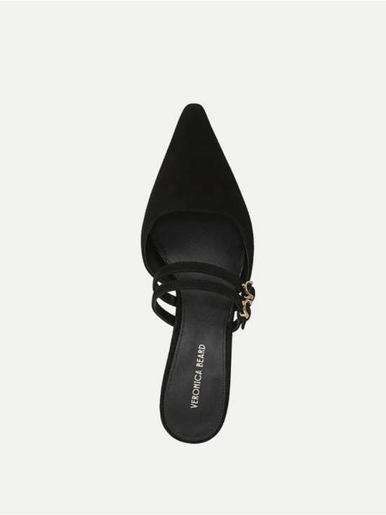 Veronica Beard Shoes - Veronica Beard Corrie Black Suede Strappy Mule Kitten Heels